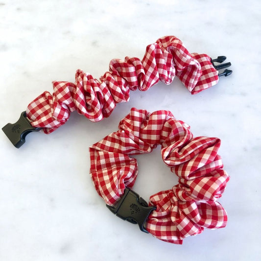 Gingham Red Buckle Scrunchie