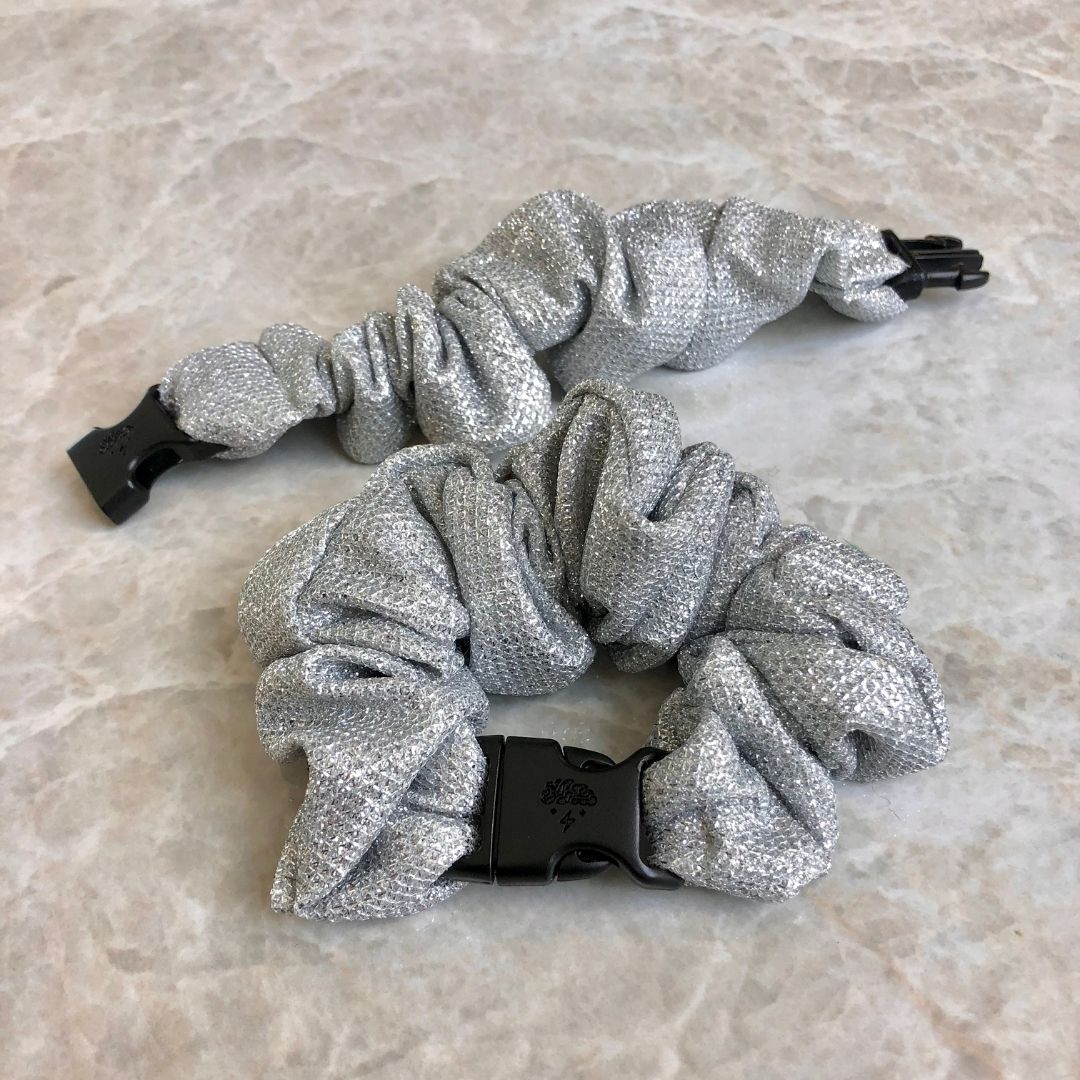 Sparkling Silver Buckle Scrunchie