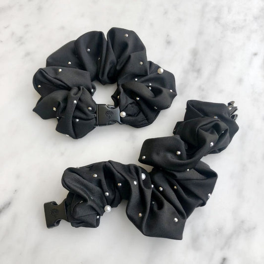 Studded Goth Black Jumbo Buckle Scrunchie