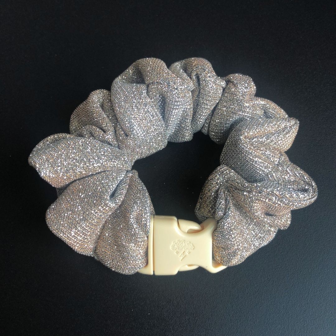 Buckle Scrunchie - Champagne Glitter Buckle Scrunchie - No Tangles, No Pulling, No Breakage - Hair Ponytail Holder