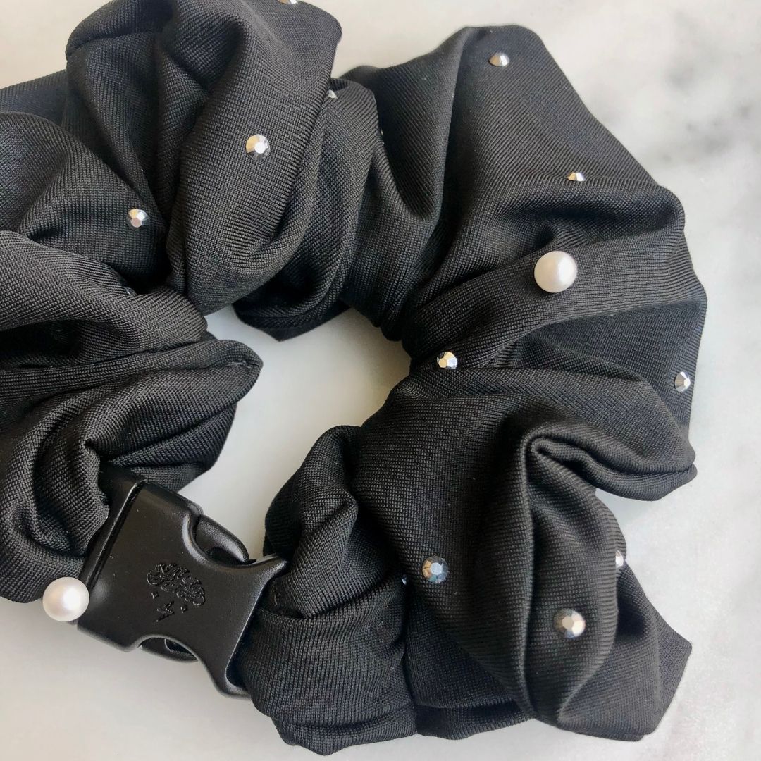 Studded Goth Black Jumbo Buckle Scrunchie