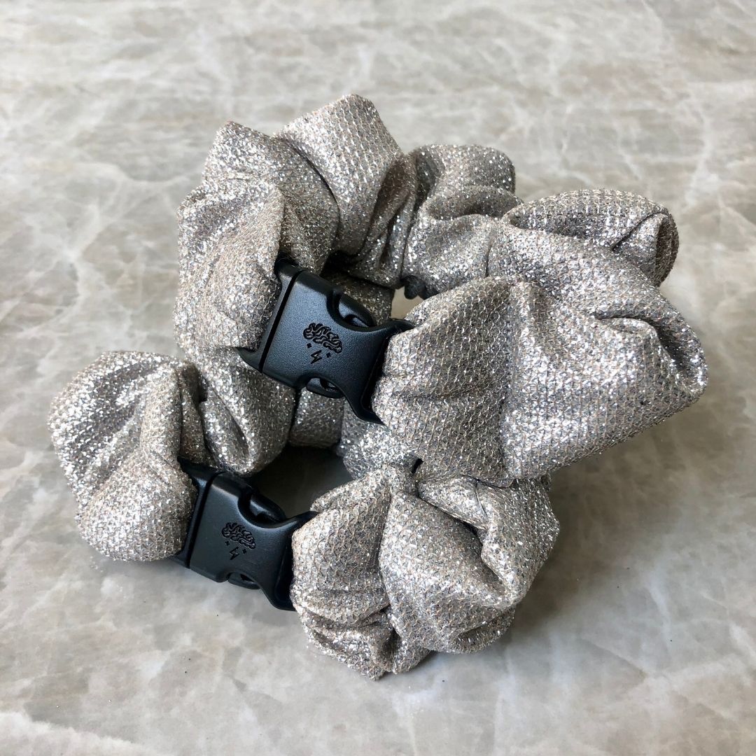 Sparkling Silver Buckle Scrunchie