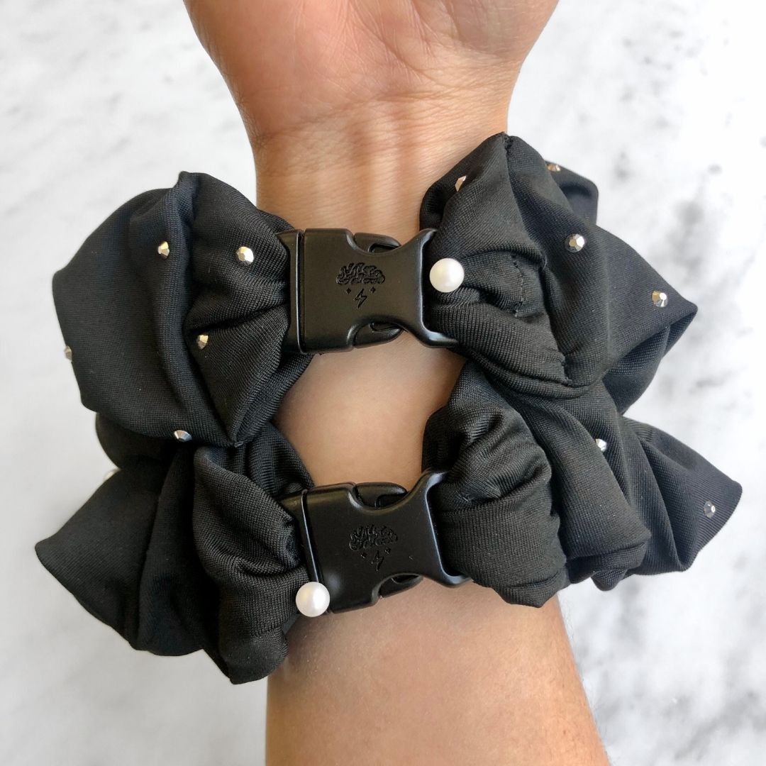 Studded Goth Black Jumbo Buckle Scrunchie