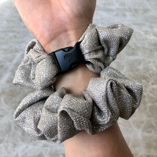 Sparkling Silver Buckle Scrunchie