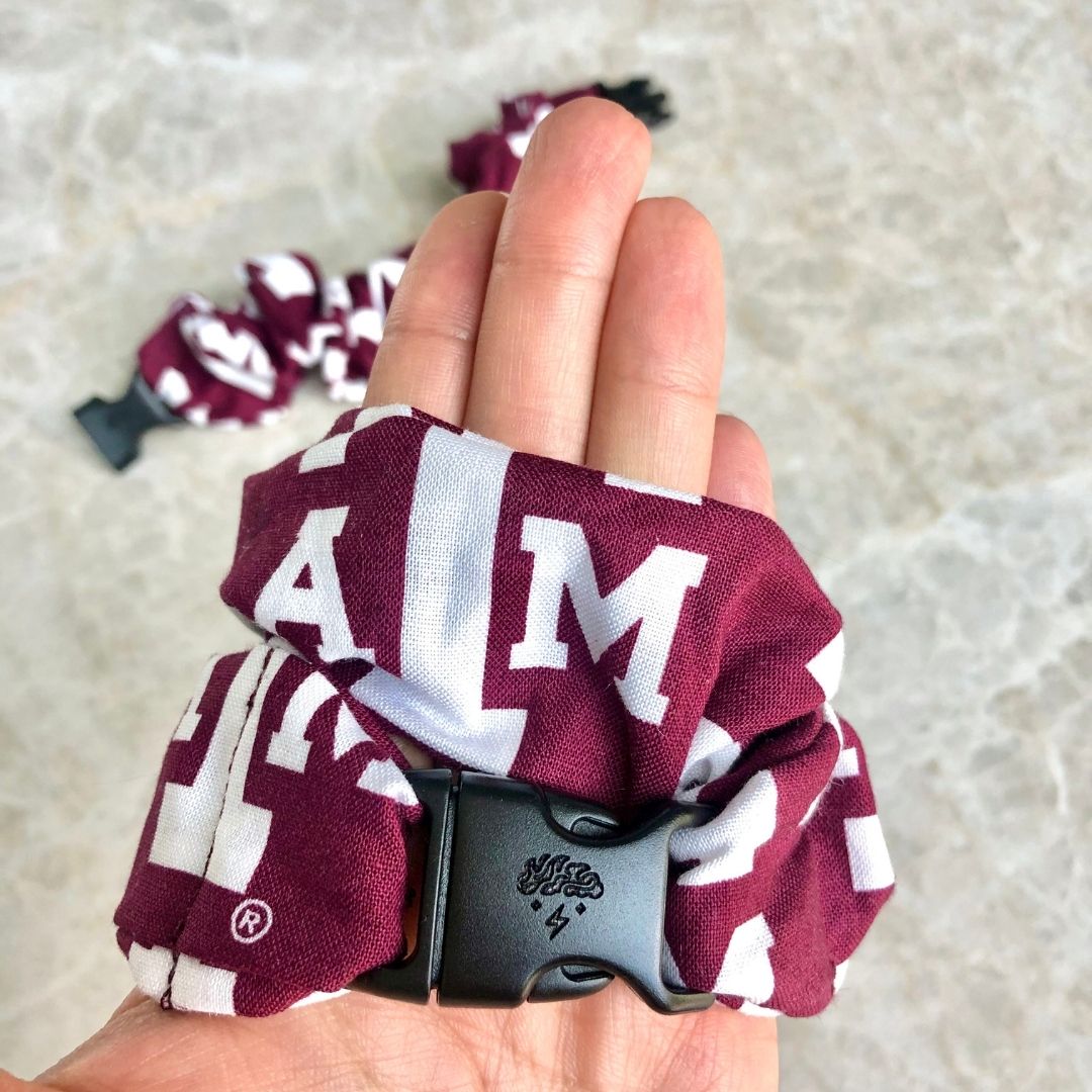 Buckle Scrunchie - A&M Aggies Buckle Scrunchie - No Tangles, No Pulling, No Breakage - Hair Ponytail Holder