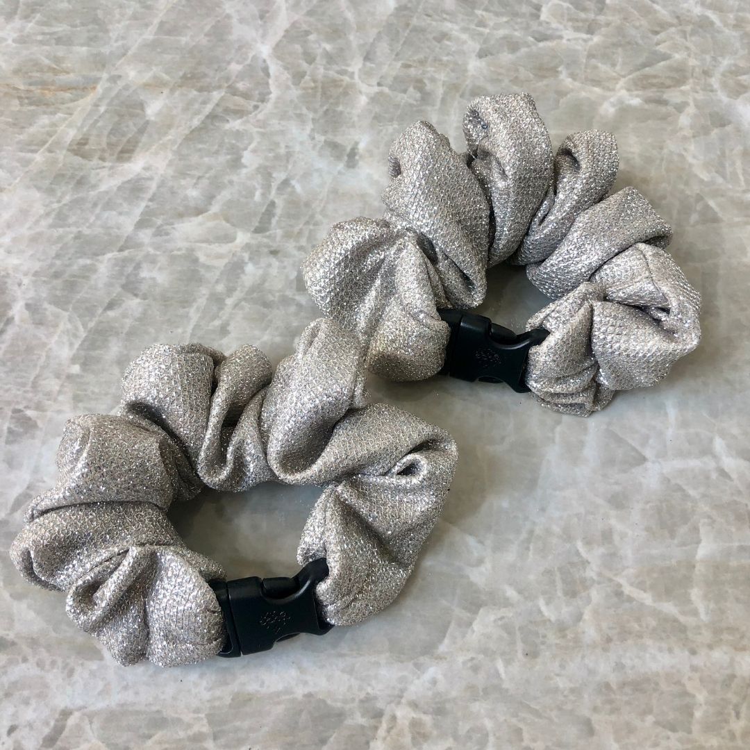 Sparkling Silver Buckle Scrunchie