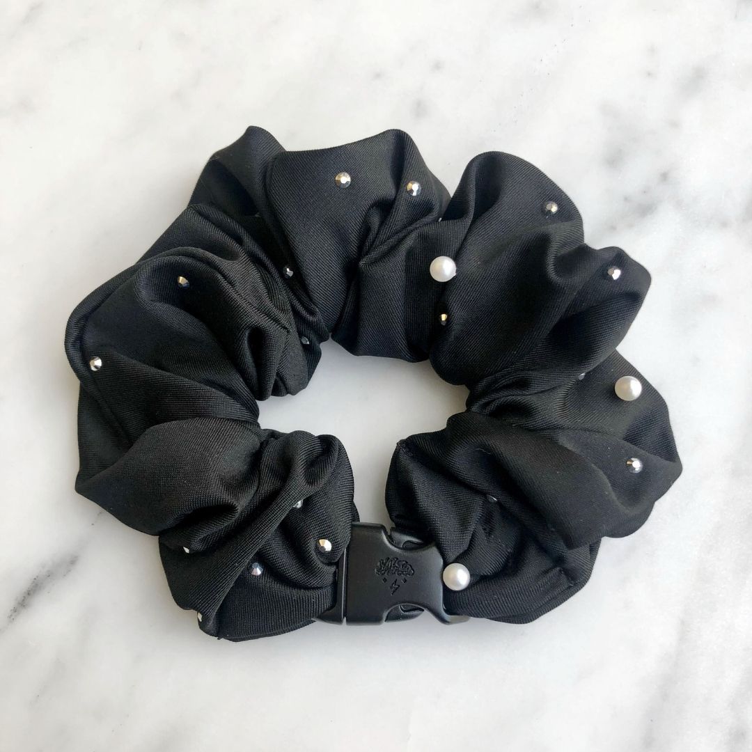 Studded Goth Black Jumbo Buckle Scrunchie