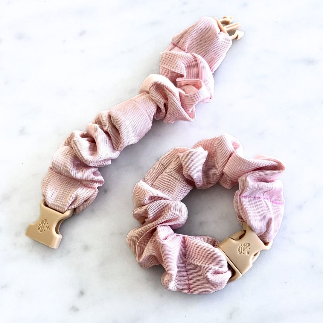 Candy Floss Pink Buckle Scrunchie - No Tangles, No Pulling, No Breakage - Hair Ponytail Holder