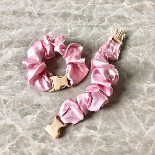 Two pink buckle scrunchies - the no damage, no pulling, no tangles hair tie and scrunchie hair accessories